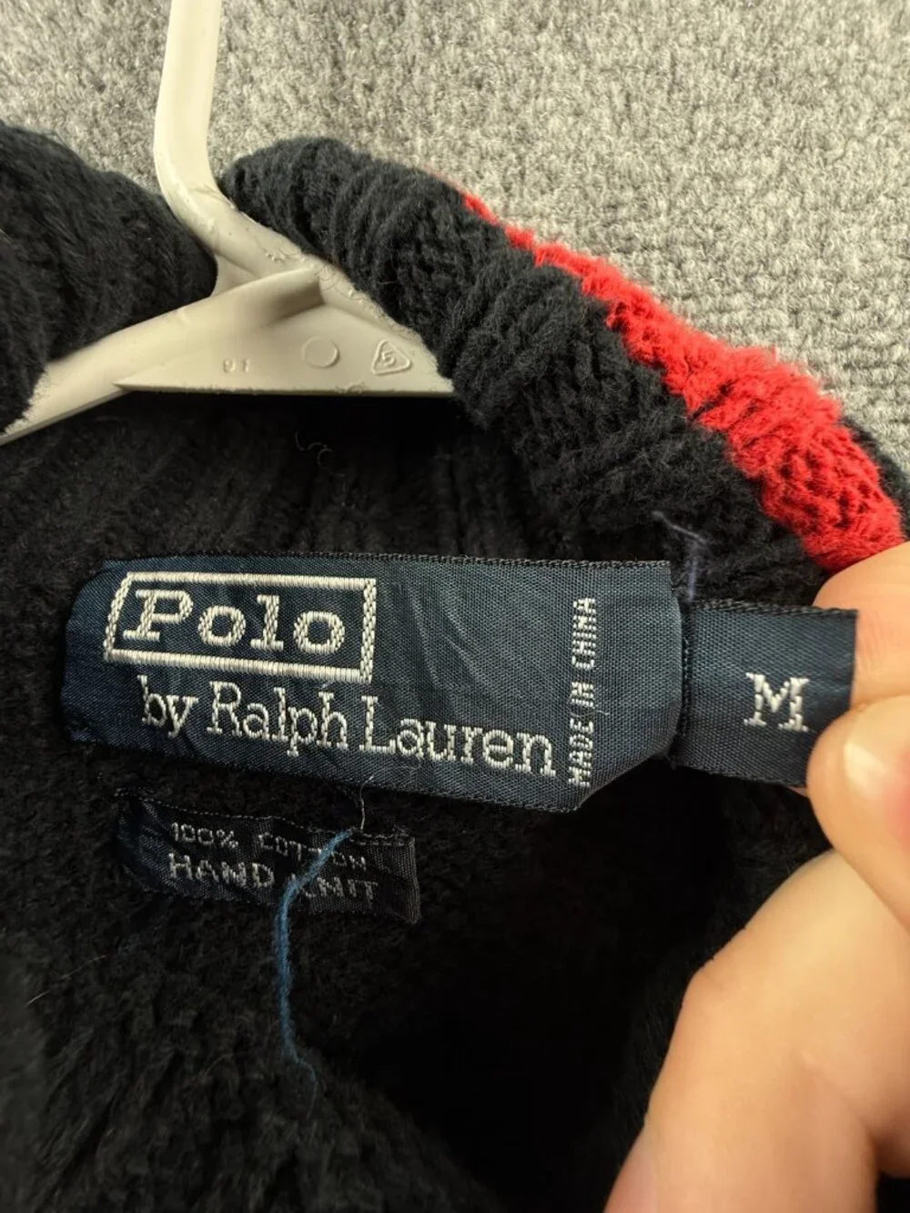Polo Ralph Lauren Hand Knit Flag Sweater Pullover Turtleneck Mock Neck Medium